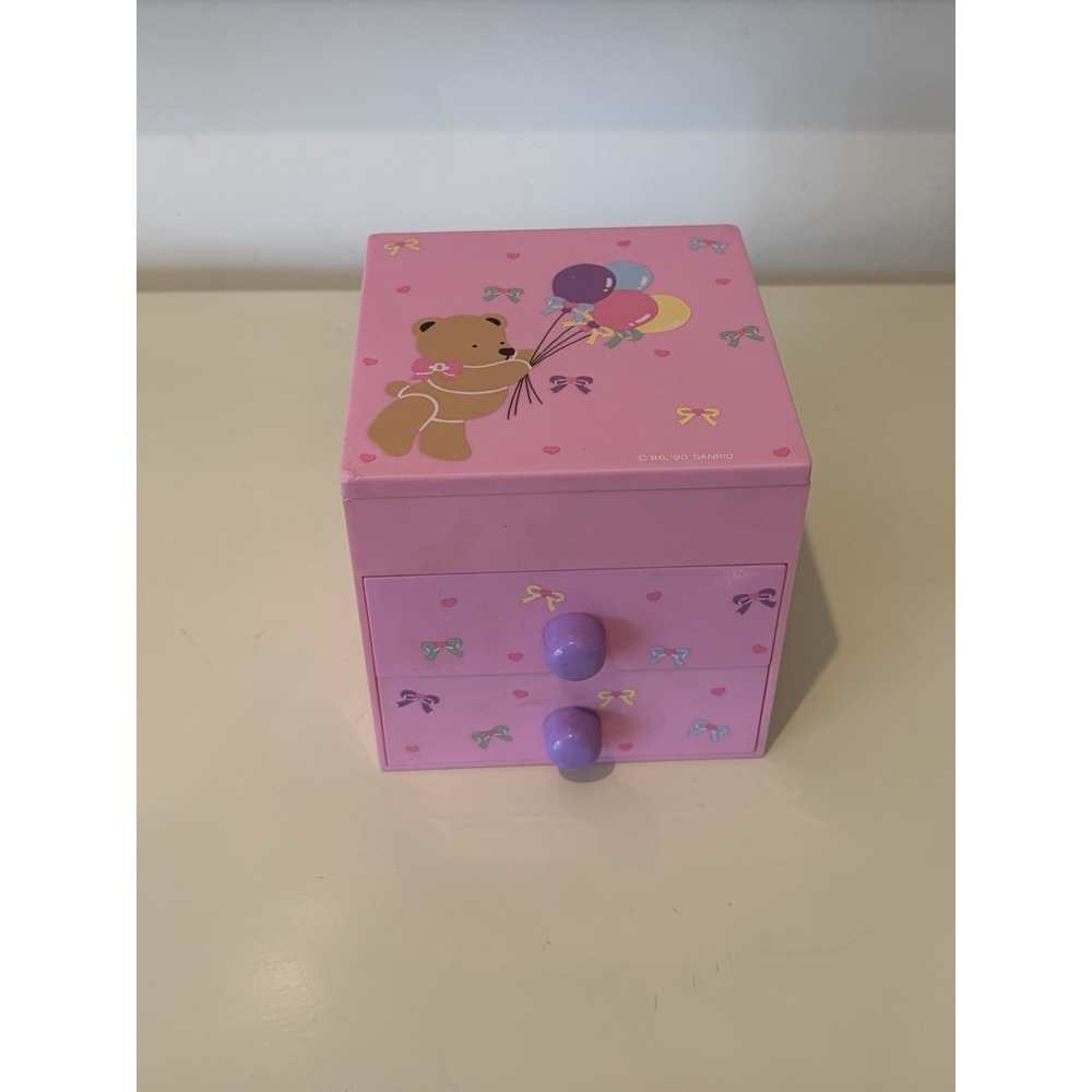 Vintage 1990 Sanrio Tweedle Dee Dee Teddy Bear Jewelry Box  Lid Organizer